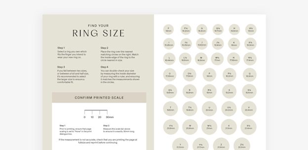 Printable Ring Size Guide Canadian number system